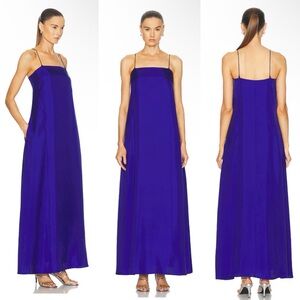NWT Róhe Silk Maxi Gown in Electric Royal Blue Strappy Tank Straps Size 44/US 12